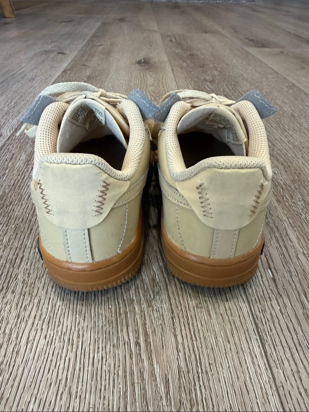 Kids Beige Lace-Up Sneakers with Gum Sole